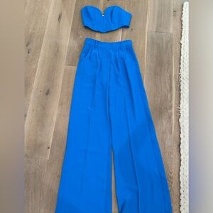 Amanda Uprichard Vibrant Blue Wide-Leg Pants